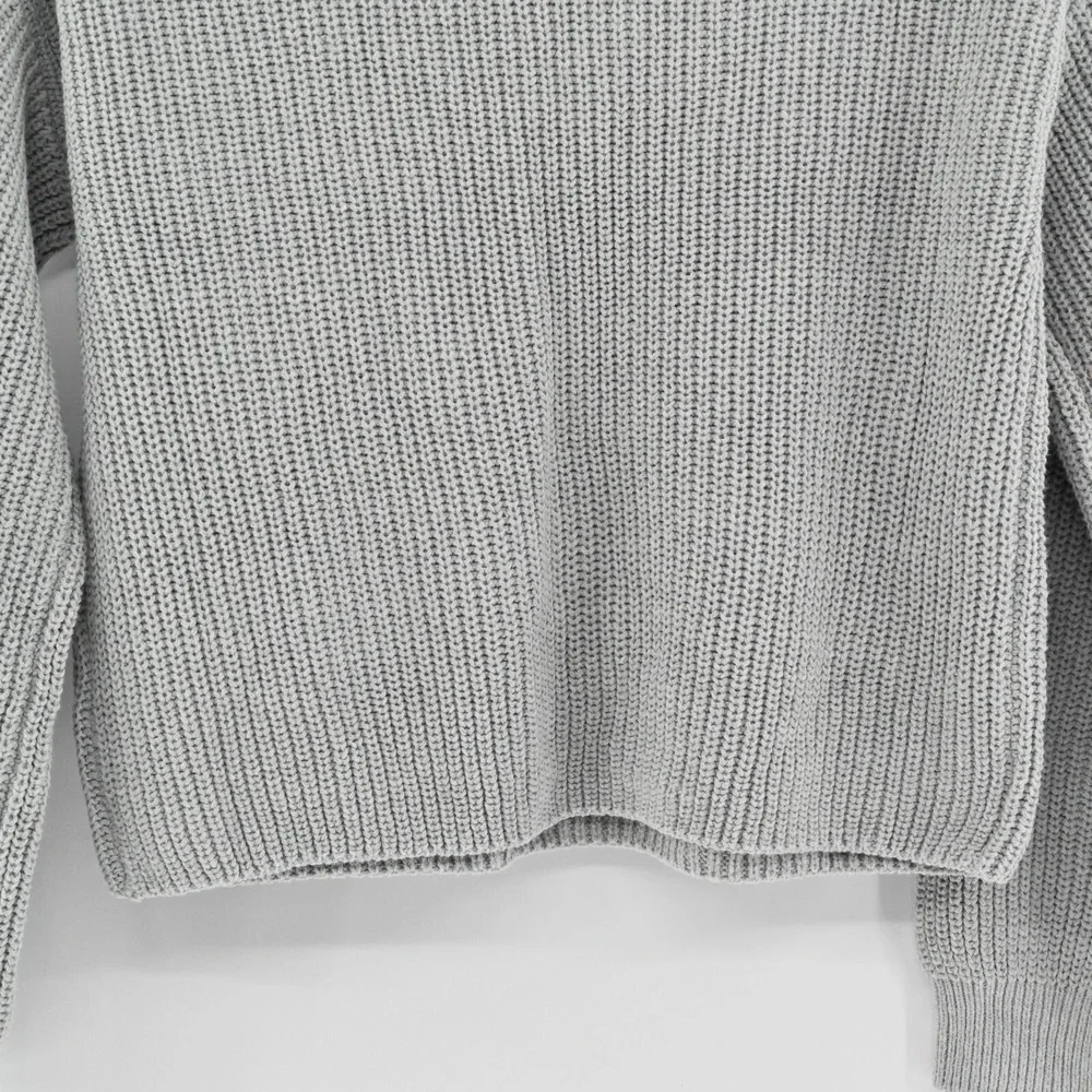 BP Shaker Stitch Crewneck Sweater Womens Size XS Grey Cotton Nordstrom Cozy Chic